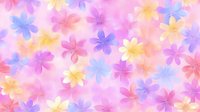 Delicate floral pattern in soft pastel colors featuring pink, blue and yellow blossoms on blurred background creates dreamy romantic mood for fabric design.