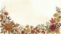 Watercolor autumn floral border with warm tones, fall leaves, roses, and berries on a cream background, perfect for seasonal cards.