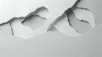 Torn paper holes revealing layers beneath with jagged edges and shadows creating depth on white surface for creative design projects.