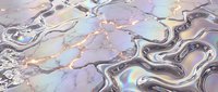 Iridescent holographic liquid metal surface with flowing waves and rainbow reflections creating futuristic abstract background for modern design projects.