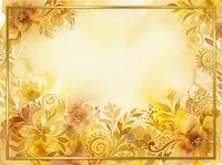 Vintage golden floral frame with ornate botanical borders and decorative swirls on aged cream background, isolated for invitations, certificates, and design projects.
