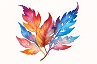 Vibrant watercolor leaves in pink, orange and blue gradient colors on white background, isolated botanical illustration for nature-inspired designs and seasonal decor.