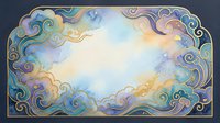 Ornate decorative frame with swirling clouds in pastel colors creating ethereal border design for invitations, certificates and artistic projects.