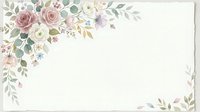 Soft watercolor floral corner arrangement with mauve roses, white blooms, and green foliage on cream background. Suitable for wedding invitations and greeting cards.