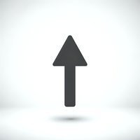 Dark gray arrow pointing upward on light background with subtle shadow for business growth and direction concepts.