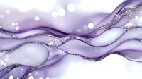 Flowing purple and white liquid waves with glitter sparkles and bokeh light effects, creating an elegant abstract background for design projects.