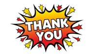 Comic book style thank you explosion burst with colorful stars and dynamic lettering on white background for greeting cards and appreciation designs.