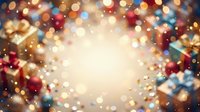 Festive bokeh background with warm golden, red, and blue lights creating a celebratory atmosphere with copy space for holiday, Christmas, or event marketing materials.