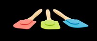 Colorful silicone spatulas with wooden handles isolated on transparent background. Ready for kitchen design, cooking blogs, recipe graphics, product mockups, and culinary illustrations for print and digital use.