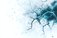 Dramatic blue lightning branches and electrical discharge pattern against white background, abstract storm energy concept for technology and power designs.