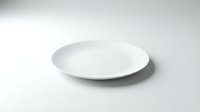 Empty white ceramic plate on neutral background, isolated and ready for food styling, product mockups, restaurant menus, and culinary design projects.