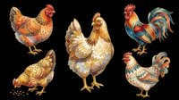 Rooster and hen isolated on transparent background, ready for t-shirt design, clipart, stickers, print-on-demand products and sublimation projects.