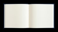 Open book with blank pages and dark blue cover, isolated on transparent background, ready for design use on t-shirts, clipart, stickers, print-on-demand products, and sublimation projects.