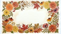 Autumn floral frame with chrysanthemums, maple leaves, and berries in warm orange, red, and yellow tones on a white background, isolated for design use.