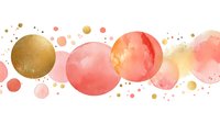 Abstract watercolor border with coral pink circles and gold metallic accents, creating an elegant decorative element for wedding stationery and feminine designs.