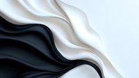 Elegant black and white silk fabric waves creating smooth flowing curves and gentle folds against light background, luxury textile with soft matte finish and graceful movement.