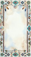 Tribal frame with geometric patterns, feathers, and arrows on aged parchment background. Isolated design element ready for invitations, certificates, posters, and cultural-themed projects.