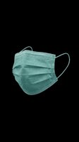 Teal disposable face mask isolated on transparent background, ready for medical, health, and safety design projects, stickers, clipart, and print on demand use.