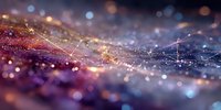 Abstract digital network with glowing particles and connecting lines creating futuristic data visualization for technology and communication concepts.