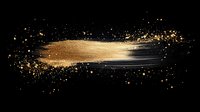 Glowing golden brush stroke with sparkling particles and light trail effect on black background, luxury design element for creative projects.
