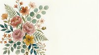 Botanical floral arrangement with roses, wildflowers, and eucalyptus leaves on isolated cream background, ready for design projects.