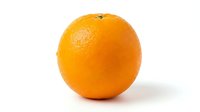 Fresh whole orange with textured peel isolated on white background, suitable for food, nutrition, health and wellness marketing materials.