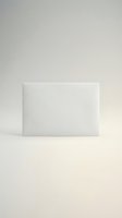 Minimalist white rectangular podium platform on neutral beige background for product display and presentation mockup design.
