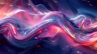 Abstract fluid art with flowing pink and blue waves creating dynamic motion effect against dark background. Luminous swirls blend in cosmic pattern.
