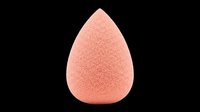 Peach-colored makeup sponge with teardrop shape, isolated on transparent background. Ready for beauty product design, tutorials, packaging, and print-on-demand applications.