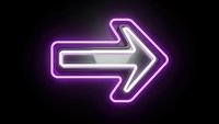 Glowing purple neon arrow pointing right on dark background for modern digital design projects and directional signage applications.
