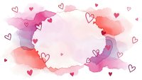 Watercolor heart frame with pink and purple splashes on white background for Valentine's Day cards, wedding invitations and romantic designs.