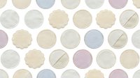 Seamless pattern of soft neutral circles in beige, lavender and cream tones with subtle textures. Perfect for wallpaper, fabric design and home decor projects.