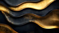 Abstract luxury waves in black and gold create dynamic flowing lines with metallic texture and dramatic contrast for elegant background design.