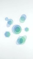 Connected network nodes with overlapping translucent circles in blue and green tones on isolated white background. Suitable for technology, data science, and business connectivity concepts.
