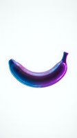 Neon banana with vibrant blue and purple gradient isolated on white background, ready for design projects, web graphics, and creative compositions.