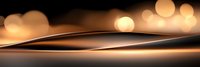 Elegant copper waves with blurred bokeh lights create abstract luxury background with flowing metallic curves and warm glowing orbs in dark space.