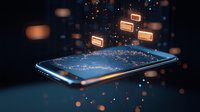 Glowing credit card icons floating above smartphone screen with magical sparkles and bokeh effects on dark background, illustrating mobile payment technology.
