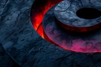 Abstract curved shape with glowing red light emerging from dark textured surface creates dramatic contrast and mysterious atmosphere for modern design backgrounds.