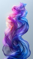 Flowing abstract smoke waves in pink, purple and blue colors creating dynamic fluid motion against light background. Ethereal transparent layers blend seamlessly.