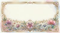 Elegant floral frame with gold border and pastel watercolor flowers, featuring empty space for text, perfect for invitations and greeting cards.