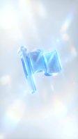 Translucent blue flag floating in dreamy ethereal atmosphere with soft bokeh lights and pastel gradient background for creative design projects.
