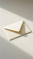Cream paper envelope on a light background with soft natural shadows, evoking elegance for wedding invitations, letters, and correspondence.