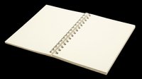 Open spiral notebook with blank cream pages, isolated on transparent background, ready for clipart, print-on-demand, sublimation, t-shirt design, stickers, and digital crafts.