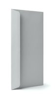 Gray paper envelope standing upright, isolated on white background, closed and blank, ready for branding, mailing, or stationery mockup design use.