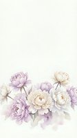 Watercolor peony flowers in soft purple and cream tones on light background for wedding invitations, greeting cards and feminine design projects.