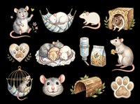 Cute mouse and rat characters isolated on transparent background, ready for t-shirt design, stickers, clipart, print-on-demand products and sublimation crafts.