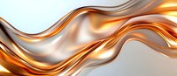 Luxurious metallic waves blend copper and silver in smooth flowing curves creating elegant abstract background for luxury branding and modern design projects.