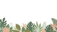 Tropical leaves border frame with monstera and palm foliage in green and coral colors on white background for botanical design projects.
