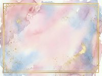 Soft watercolor background with pastel pink, blue, and lavender washes, gold accents, and ornate frame border. Suitable for invitations, greeting cards, and design projects.