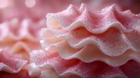 Delicate pink ruffled fabric with sparkly texture creates elegant feminine background for fashion, wedding, or luxury design projects.